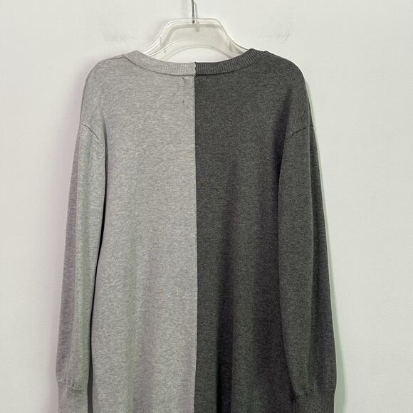 Lysse Sweater M Cashmere Blend V Neck Gray Colorblock Long Sleeve Pullover Cozy - Picture 7 of 9